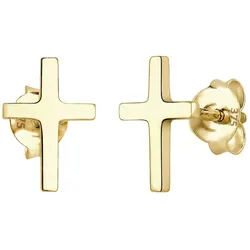 Elli PREMIUM Stecker Kreuz Taufe Kommunion Basic 375 Gelbgold OneSize Damen 