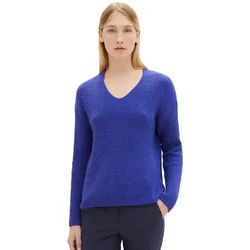 Tom Tailor Damen Pullover KNIT V-NECK Regular Fit Crest Blau 33965 M