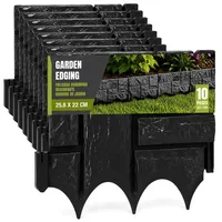 Gartenpalisade Rasenkante Steinoptik 258 cm - 10er Set Kunststoff Beetumrandung steckbar Schwarz - Schwarz