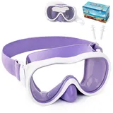 Kinder Schwimmbrille, Anti-Leck Schnorchelmaske mit Nasenabdeckung & elastischem Stoffband, UV-Schutz Schwimmbrille für Jungen und Mädchen