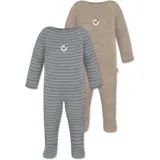 Normani Outdoor Sports 2er Pack MERINO Baby Merino Strampler „Levin" in Grau/Beige | Gr.: 62