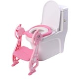 Rosa Kinder WC Sitz Kinder Toilettensitz StuhlKinder WC Leiter mit Einstellbar PedalhöhenTöpfchen Trainingssitz für Mädchen39 x 36 cm