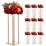 Vevor Hochzeitsblumenständer 200x200x600 mm, 10 Stk. Blumenhocker mit Metallablage & zylindrischen Beinen, Pflanzenhocker für Hochzeiten Partys Geburtstage Zuhause, Tischdekorationsständer, Roségold