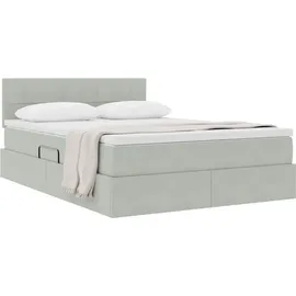 vidaXL Aufbewahrungsbett mit Matratze Hellgrau 140 x 200 cm Samt vidaXL