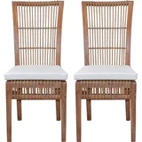 Home affaire Rattanstuhl, Handarbeit aus Rattan (2er-Set) braun