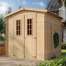 TIMBELA Holz-Gartenhaus M343C+M343G 3,53 m2 mit kleinen Fenstern und Boden