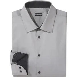 Bruno Banani Langarmhemd BRUNO BANANI, Herren, Gr. 35/36, N-Gr, grau, Obermaterial: 100% Baumwolle, Basic, tailliert, 1-Knopf-Manschette verstellbar, Hemden, Kontrastbesatz