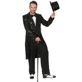 Funny Fashion Clown-Kostüm Pailletten Frack 'Aron' für Herren, Schwarz schwarz 60/62