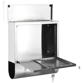 vidaXL Briefkasten Edelstahl 18/8 mit Zeitungsfach