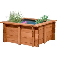 Dobar 29236FSCe Hochteich Square - Gartenteich aus robustem Holz - Miniteich für Garten/Terrasse/Balkon - Teich für den Garten inkl. Teichfolie - 78 x 78 x42 cm, Braun