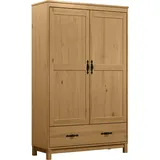Home Affaire Kleiderschrank »Sandnes Kieferschrank Schlafzimmer Schrank TOPSELLER weiß«, (1 St., natürlicher Landhaus-Look B/T/H: 96x38x155cm), Drehtürenschrank aus Massivholz mit Metallgriffen gelb