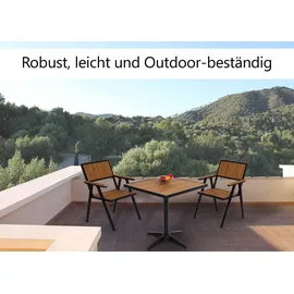 MCW J95 Gartentisch 70 x 70 x 75 cm Braun/Schwarz