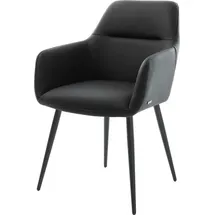 DeLife Polsterstuhl Pejo-Flex 4-Fuß konisch Schwarz Echt-Leder Schwarz Taschenfederkern