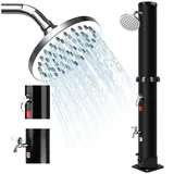upstartech Solardusche 35 Liter | Gartendusche Solar Pooldusche mit bodenplatte | 360° Verstellbarer Duschkopf | Heiß- und Kaltwassereinstellung | Druckregulierung | Wasserhahn(Kaltes Wasser) (40L)