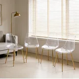 Esszimmerstuhl Aus Abs Und Metall, Transparent Goldfarben, Modern, Mit Abnehmbaren Beinen,45×47×81cm