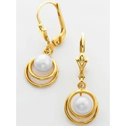 Paar Ohrhänger LADY, gold (gelbgold 375), Ohrringe, Damen, Perle ct, Perlen
