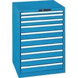 Schubladenschrank H1000xB717xT725mm blau/blau 10 Schubl.Vollauszug,KeyLock