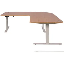 Mendler Eckschreibtisch HWC-D40 hellbraun / Weiß