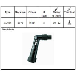 NGK Plug connector XD-05 F, voor 12 mm kaars, 102?