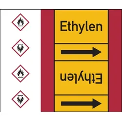 Rohrleitungskennzeichen Ethylen - 33000x180 mm Folie selbstklebend