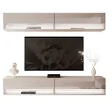 lookway TV-Wand CALANTE Wohnwand mit LED-Beleuchtung, (Komplett-Set, 4x RTV Schrank) beige