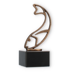 Pokal Konturfigur Fisch altgold auf schwarzem Marmorsockel 16,3cm