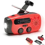 WDKXCN Notfallradio mit Kurbel und Solar, Tragbares Kurbelradio mit LED-Taschenlampe, Aufziehbares Solar Notfall Radio 2000mAH Wiederaufladbare Powerbank,Handkurbelradio für Outdoor Camping und Reisen