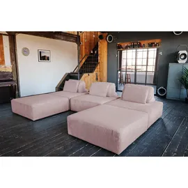 KAWOLA Modulsofa Cord 5-Sitzer Rosa