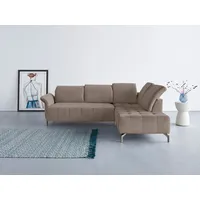 Home Affaire Ecksofa HOME AFFAIRE "Fresh L-Form", beige (sand), B:260cm H:79cm T:220cm, 100% Polyester, Sofas, Ecksofa, Federkern, wahlweise Kopfteilverstellung und motorischer Vorziehsitz
