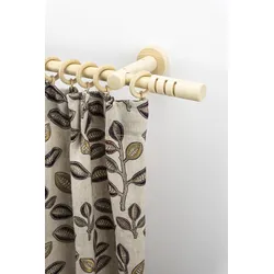 Gardinenstange GARESA "PEMPIA", beige (natur), L:180cm Ø:20mm, Holz, Metall, Gardinenstangen, Vorhanggarnitur, verlängerbar, Knopf m.Ausschnitte, mit Ringe