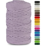 Netuno 1x Makramee-Garn Lila 3 mm 100 m Baumwollkordel mit Baumwollkern Bastel-Garn Makramee Naturbaumwolle Baumwollgarn Bastelschnur Baumwollschnur Kordel Makramee farbig Macrame Cotton Cord