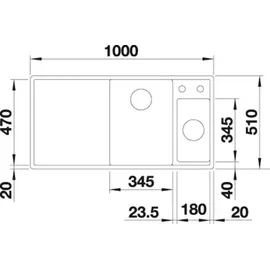 Blanco Axia III 6 S links anthrazit + Excenterbetätigung + InFino + Holzschneidbrett