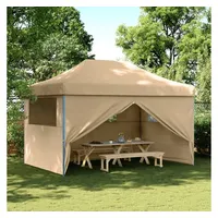 VidaXL Partyzelt Faltbar Pop-Up mit 4 Seitenteilen Beige