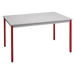SODEMATUB Mehrzwecktisch lichtgrau, rot rechteckig, Vierkantrohr rot, 140,0 x 70,0 x 74,0 cm