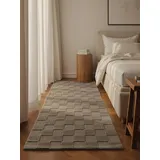 Villeroy & Boch Scala grau beige, B:80cm H:10mm L:200cm, Wolle, Teppiche, Handgewebt, Wolle, Kariert, Natur, 3D-Struktur, Karo, Wohnzimmer