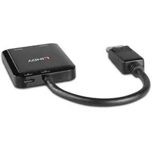 Lindy 38430 2 Port DisplayPort 1.2 MST Hub, Black, 4K@60Hz, 3840x2160@30Hz 4:4:4 8 Bit, HDCP 1.4 AMD Eyefinity, NVIDIA Surround, Intel Collage, für Computer, Laptop, Notebook, Digital Audio 7.1