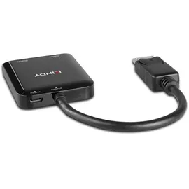Lindy 38430 2 Port DisplayPort 1.2 MST Hub, Black, 4K@60Hz, 3840x2160@30Hz 4:4:4 8 Bit, HDCP 1.4 AMD Eyefinity, NVIDIA Surround, Intel Collage, für Computer, Laptop, Notebook, Digital Audio 7.1