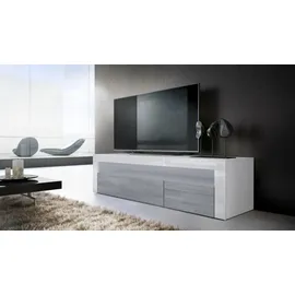 Vladon Valencia Lowboard 155 x 46 x 40 cm Weiß matt/Avola-Anthrazit/Weiß Hochglanz MDF/Spanplatte