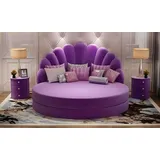 JVmoebel Stilvolles Lila Doppelbett Designer Rundbett Schlafzimmer Textilbett