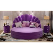JVmoebel Stilvolles Lila Doppelbett Designer Rundbett Schlafzimmer Textilbett