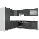 Vicco Fame-Line Landhaus Eckküche Winkel Küche Einbau Anthrazit Landhaus/Weiß 227 x 60 cm ohne Arbeitsplatte
