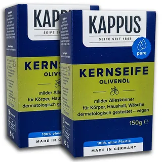 2er Pack Kappus Pflanzenöl Kernseife Olivenöl 2 x 150 g Seifenstück