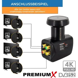 PremiumX Fuba DAA 850 R Sat Anlage Schüssel Rot Quad LNB 8x F-Stecker - Rot