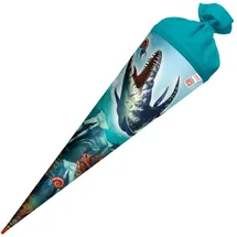 ROTH Schultüte Dino Mosasaurus 70 cm, rund, Rot(h)-Spitze, Filzverschluss - Zuckertüte, Dino Mosasaurus, Schulanfang