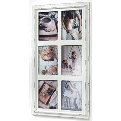Kobolo Bilderrahmen Collage Bilderhalter Rahmen Fotorahmen MIA aus Holz 13×18, für 6 Bilder (1 Stück) weiß