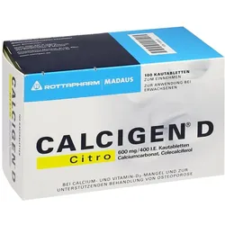 Calcigen D Citro 600 mg/400 I.E. 100 St