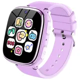 Smartwatch Kinder - Uhr Kinder Smartwatch mit Telefon Schrittzähler Spiele Musik Kamera Wecker Taschenlampe - Smart Watch Kids Kinderuhr Digital für Jungen Mädchen 3-12 Jahren Geschenk (Lila)