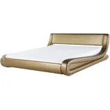 Lederbett gold Lattenrost 160 x 200 cm AVIGNON