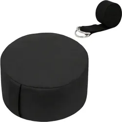 Relaxdays Meditationskissen Set mit Yogagurt Schwarz