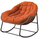 LuxeLiving Schaukelstuhl Terrassen-Schaukelstühle Für Den Außenbereich Mit Kissen, Schwingsessel Relaxstuhl, Rattan-Schaukelsessel, 80x90x105cm orange